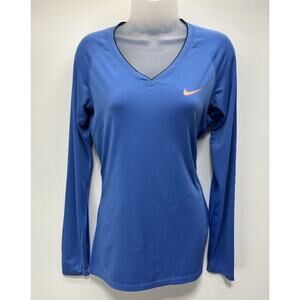 Womens NIKE PRO DRI-FIT Fitted Longsleeve shirt Size Medium Blue